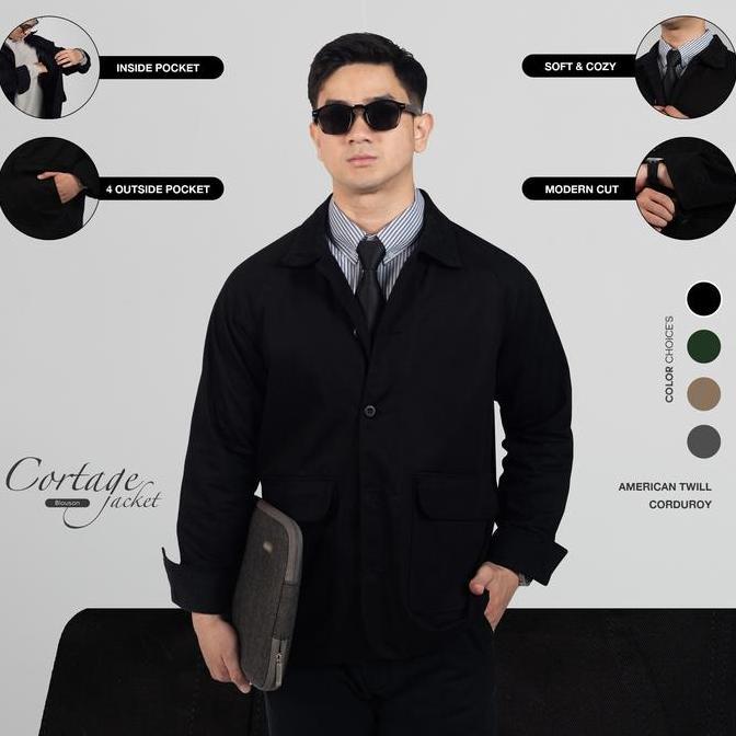 Jaket Polos Pria Kerah Corduroy WOODCUTTER Cortage Blouson Jacket Work Multi Pocket Outer American T