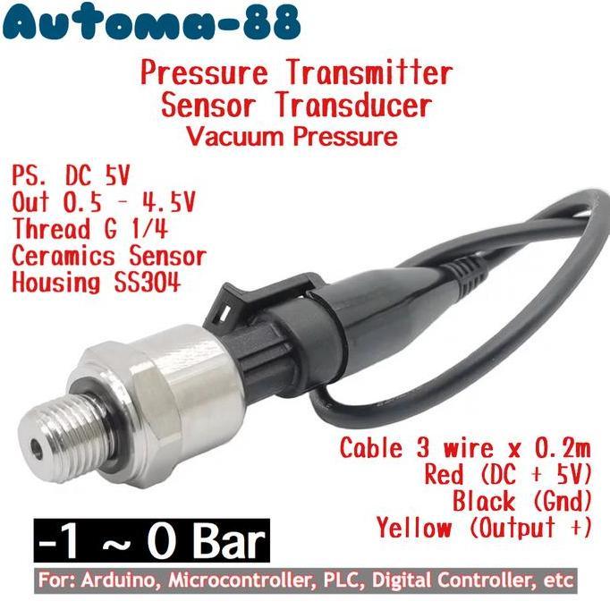 NEGATIVE PRESSURE SENSOR -1 ~ 0 BAR -1BAR VACUUM TRANSDUCER DC 5V