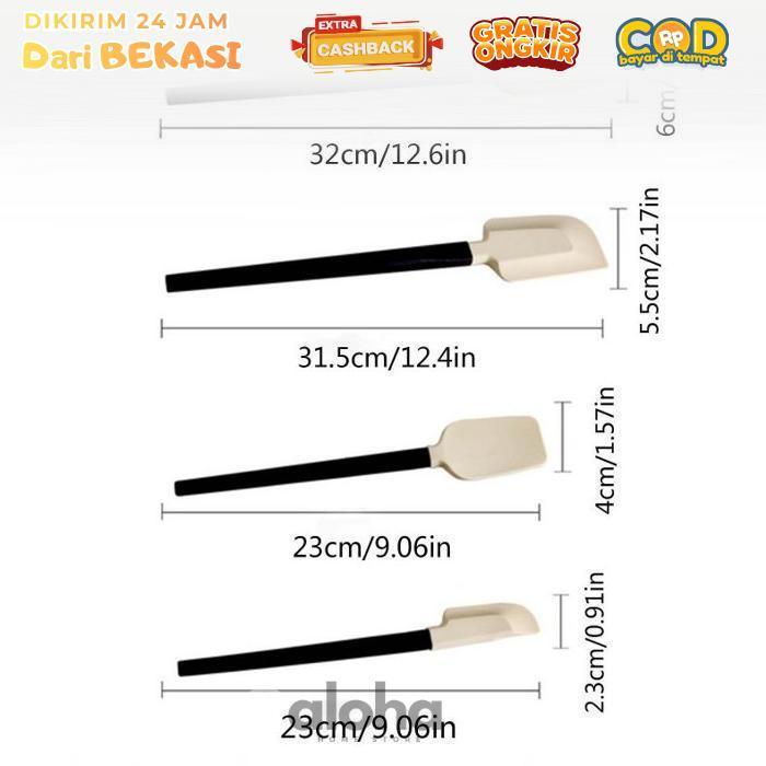 ALHM - 4pcs Set Silicone Spatula Heat Resistant Cream Scraper Spatula Kue Gagang Panjang
