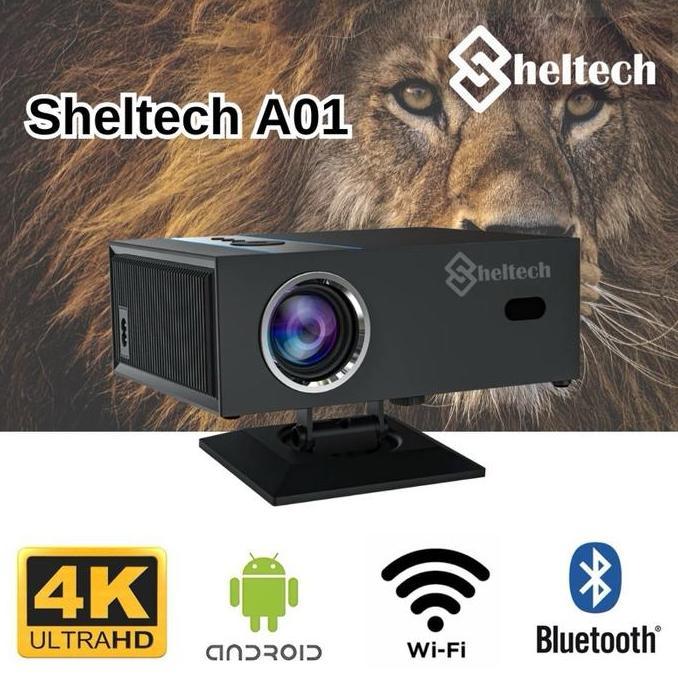 SHELTECH A01 PROYEKTOR ANDROID DOLBY AUDIO 8K BAGUS MURAH WIFI BLUETOOTH LCD LED PROYEKTOR MINI PROJ