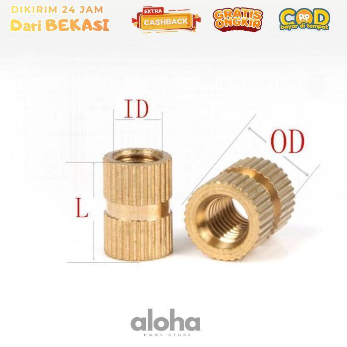 ALHM - Isi 100 Mur Tanam M3 Brass Copper Thread Knurl Insert Nut Mur Tanam Injection Molding