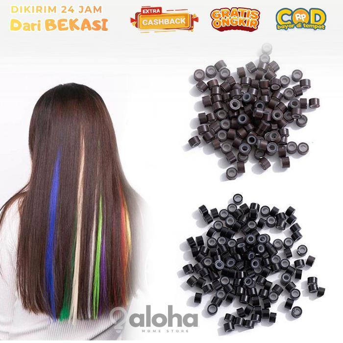 ALHM - Isi 500 Ring Extension Rambut Bahan Silikon Ring Rambut Ring Sambung Rambut Drat Jumbo