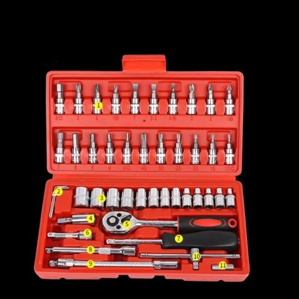 Hot Kunci Set 46 Pcs Full Set Motor Kunci/ Kunci Set Lengkap