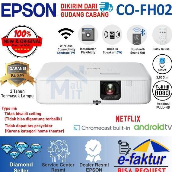 PROYEKTOR EPSON CO-FH02 COFH02 CO FH02 FULL HD ANDROID TV PORTABLE ORI MURAH