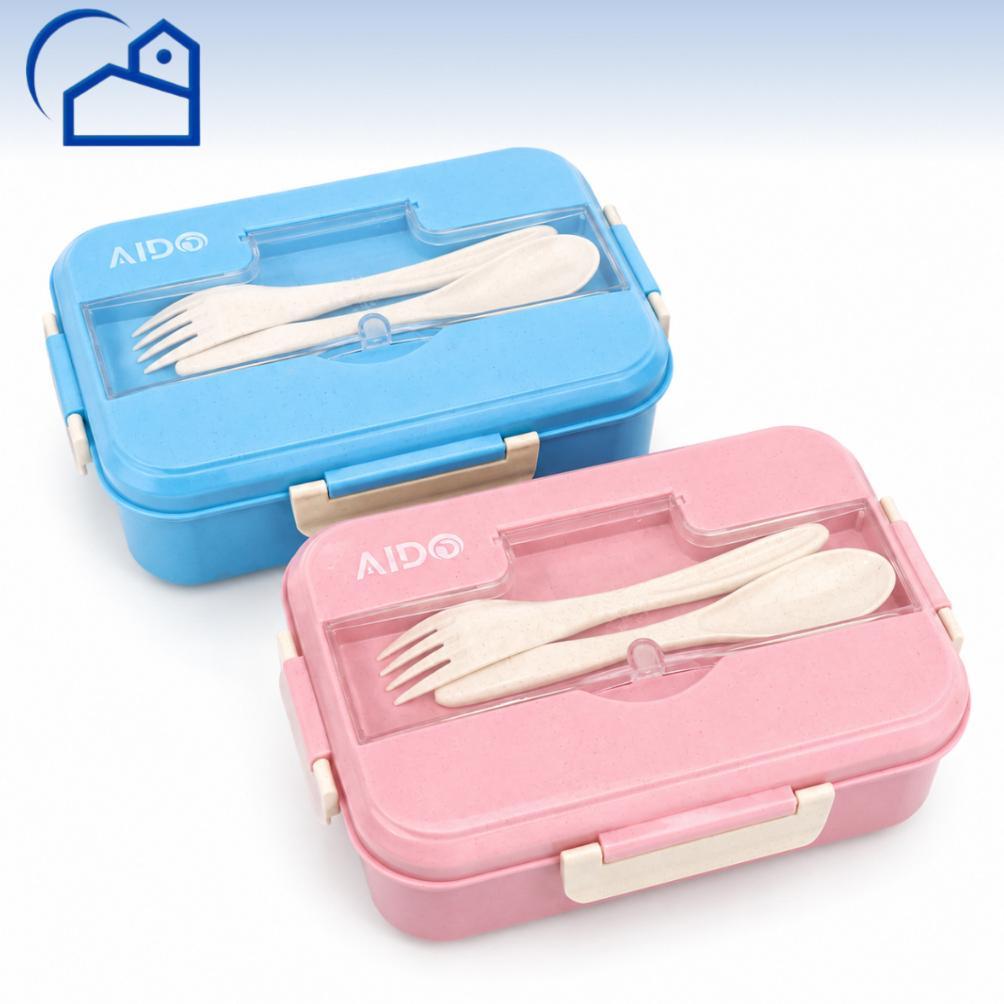 HOT HOMESTATION - GROSIR Lunch Box Set Kotak Makan Bekal 1L Free Sendok Garpu Set 31003 NO BOX