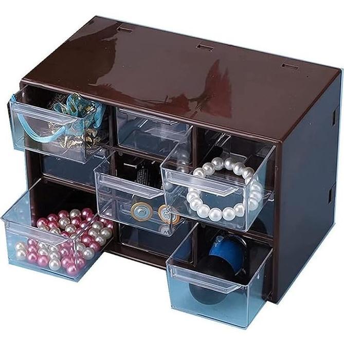 KUALITAS SUPER Kotak Laci Perhiasan Aksesoris Serbaguna 9 Sekat / Laci Mini Storage Box Multifungsi 