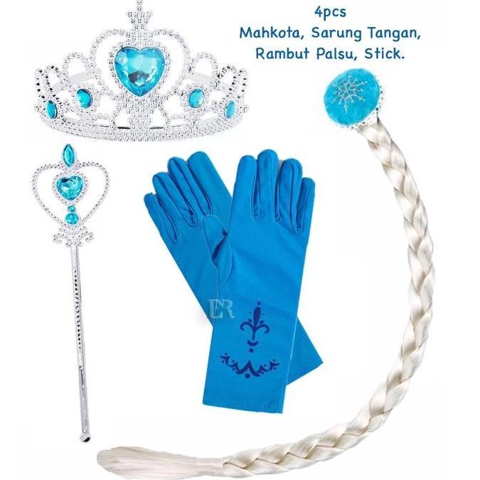 Premium 8 In 1 Girls Elsa Ana Aksesoris Set Perhiasan Mahkota Anting Gelang Kalung Cincin Mahkota Sa