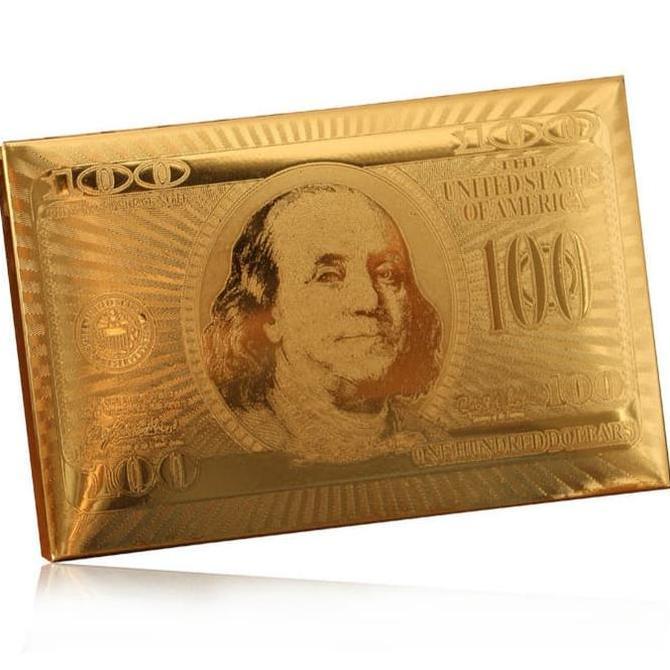 Kartu Remi Poker Lapisan Gold Foil Motif Dollar - Golden