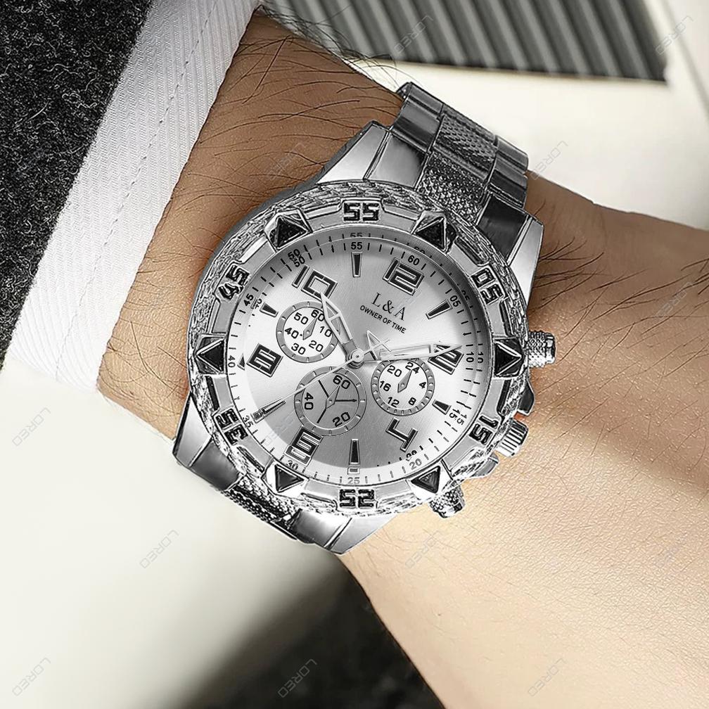 TERBARU LOREO Jam Tangan Pria Mewah Desain Eropa / Jam Tangan Cowok Chronograph