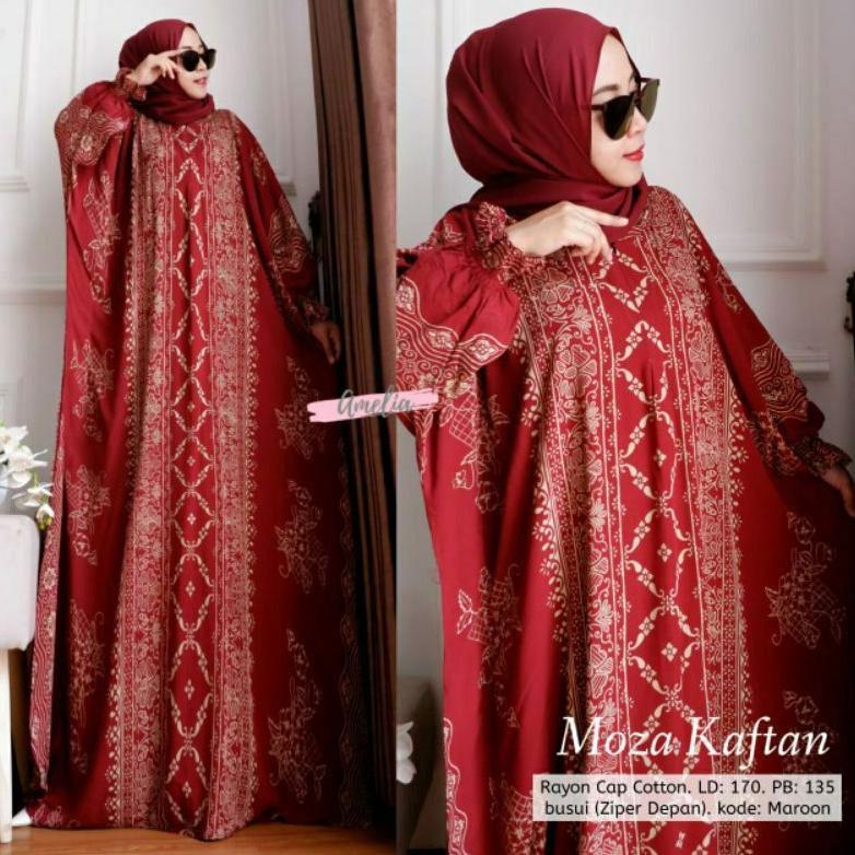 hot deals terbaru moza kaftan unique ori jumbo busui resleting depan rayon grade a bisa cod