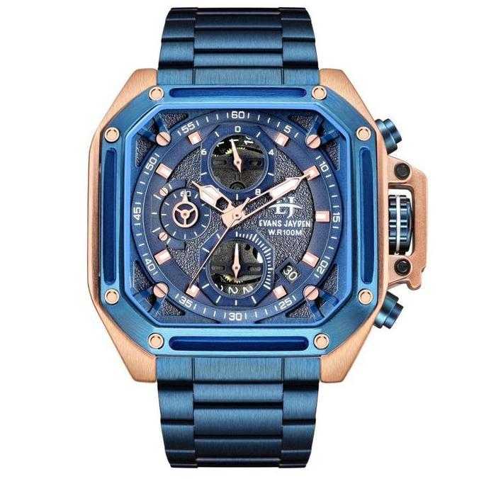 Orologio- Evans Jayden Jam Tangan Pria Ej 9558 Rantai Stainless Steel Chronograph Kaca Sapphire Ter 