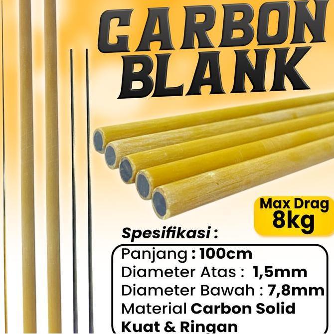 Carbon Blank Sutet Solid Bubut Kuat Untuk Pancing 100cm Ringan