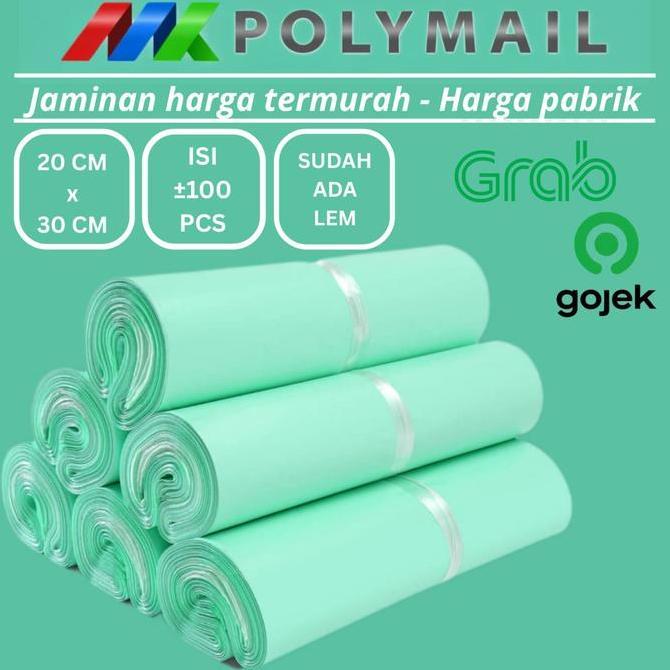 POLYMAILER 100PCS 20x30CM AQUAGREEN GLOSSY PLASTIK POLYMAILER