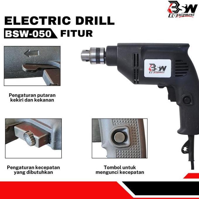 Power- Bsw Bor Kayu Besi 10Mm Bor 10Mm Bolak Balik Bor 10 Mm Bsw