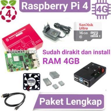 Raspberry Pi 4 model B 4GB Paket Lengkap Siap Pakai UK Pi4 4 GB
