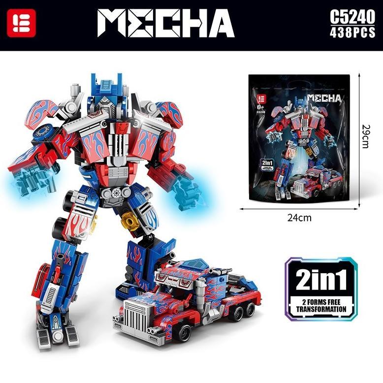 BESTPROMO RJM Mainan DIY Block Balok Susun Transformer Robot Car Brick Building Blok 2in1 Mobil Robo