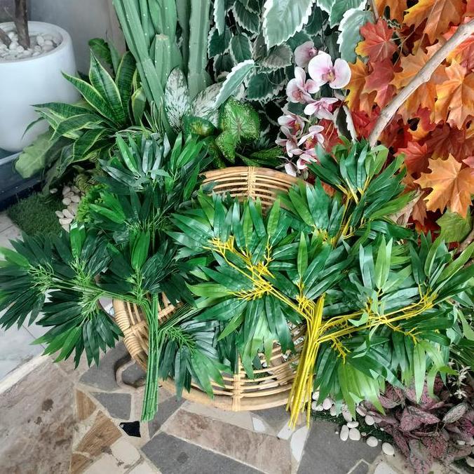 Decorao - 1 Lusin Daun Bambu Latex/Bungaartificial/Bungahias/Tanamanplastik/ Daun Bambu Hijau/Daun B