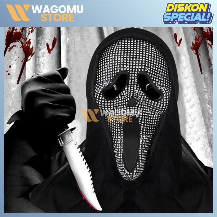 WAGOMU Topeng Scream Ghost Tebal Anti Penyok Hantu Seram Cosplay Halloween
