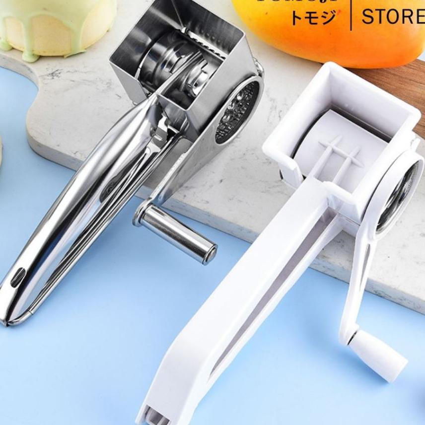 Tomoji Cheese Grater Handheld Grinder - Parutan Keju Manual Putar Stainless Steel Dan Plastik Alat P