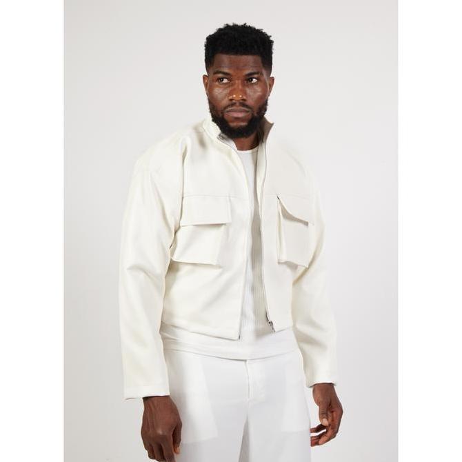 OCWA VIOLA WHITE LEATHER CROP JACKET