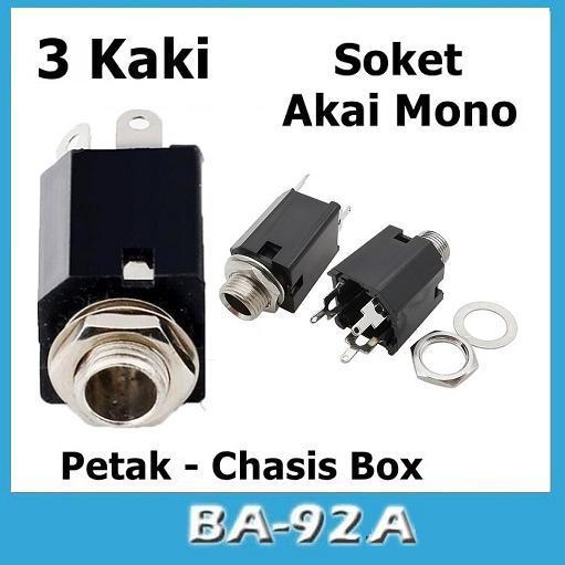 Ba-92A Socket Soket Akai Mic Microphone 6,5mm Mono Kotak Segi Plastik