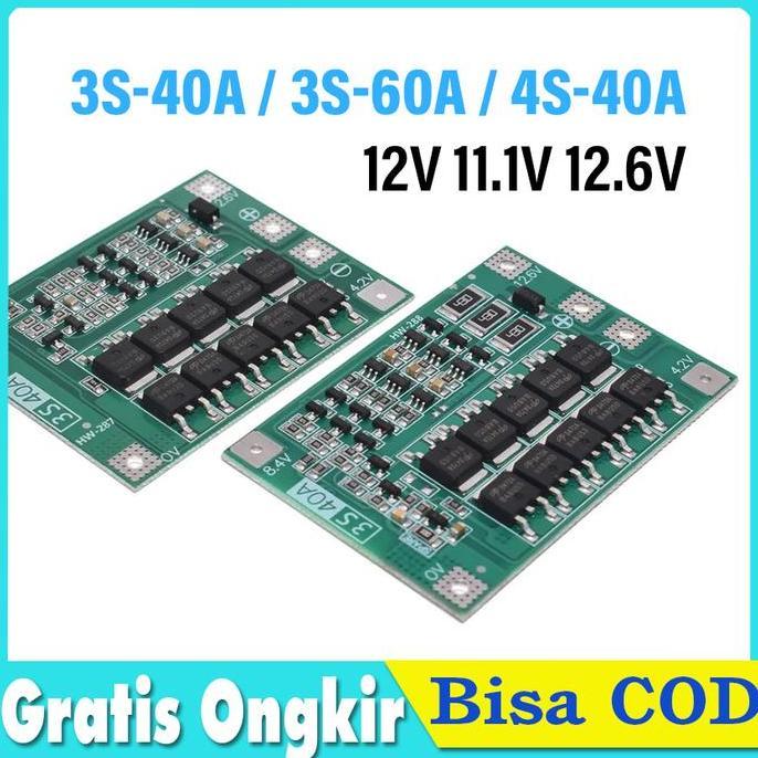 TEASEL BMS 3S 4S 40A 60A 18650 Li-ion Lithium Baterai Balance Charger Module