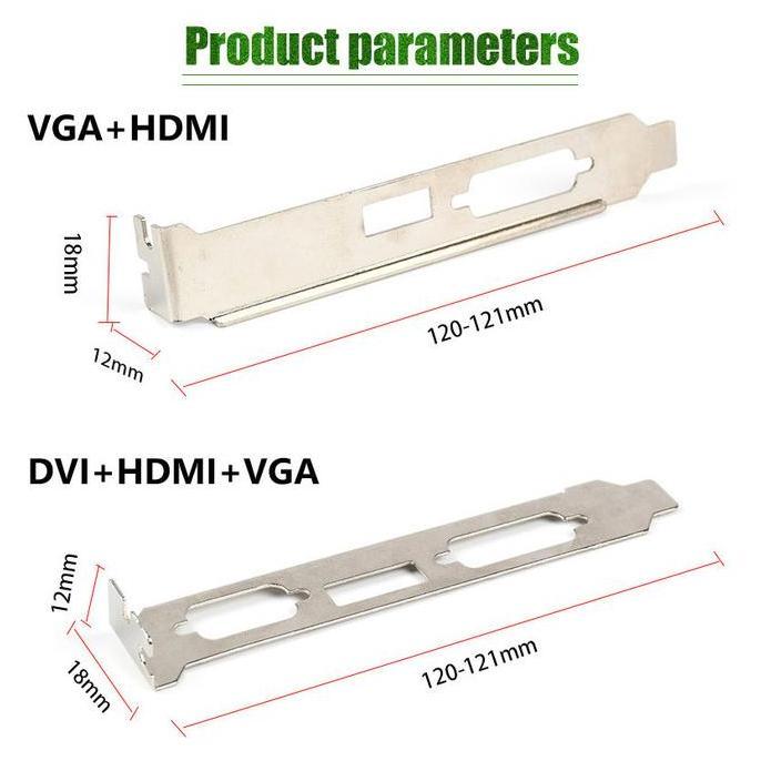 KEZOUKAKU Bracket VGA Low Profile Bracket VGA Card Plat VGA DVI HDMI Untuk PC Komputer