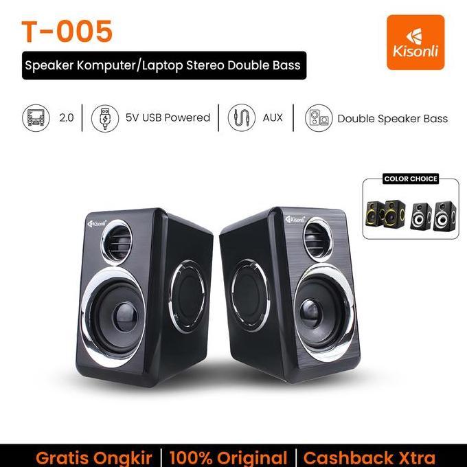 KISONLI - Speaker 2.0 Pc Komputer/Laptop Stereo Speker Double Bass T005