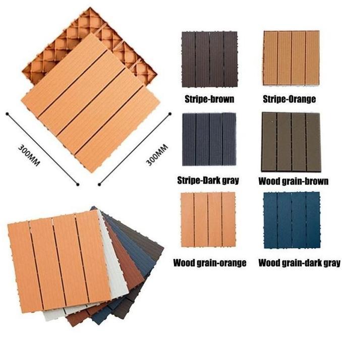 HIKAUN Decking Lantai Kayu Plastik/Lantai Decking Outdoor WPC Decking Tiles Lantai Rumah Dekorasi Ru