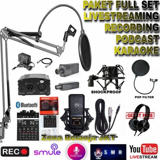 PAKET FULL SET RECORDING MIC MICROPHONE LGT240 LGT 240 CONDENSER