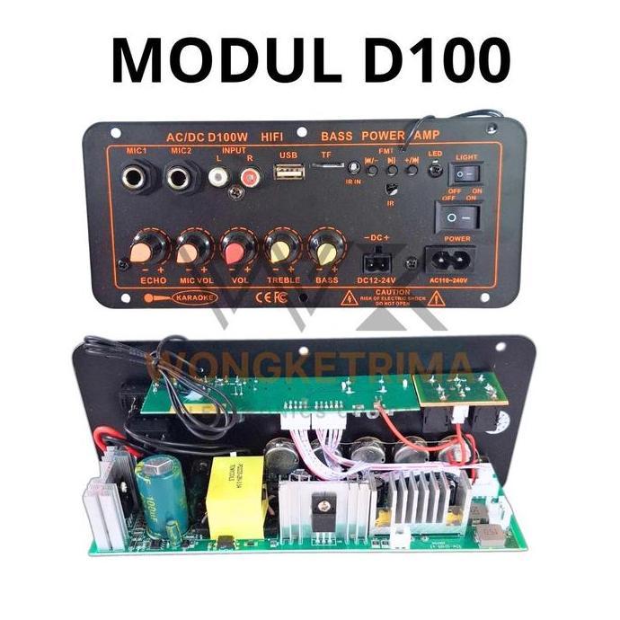 Modul Amplifier D100 Mp3 Bluetooth Ac Dc 100W