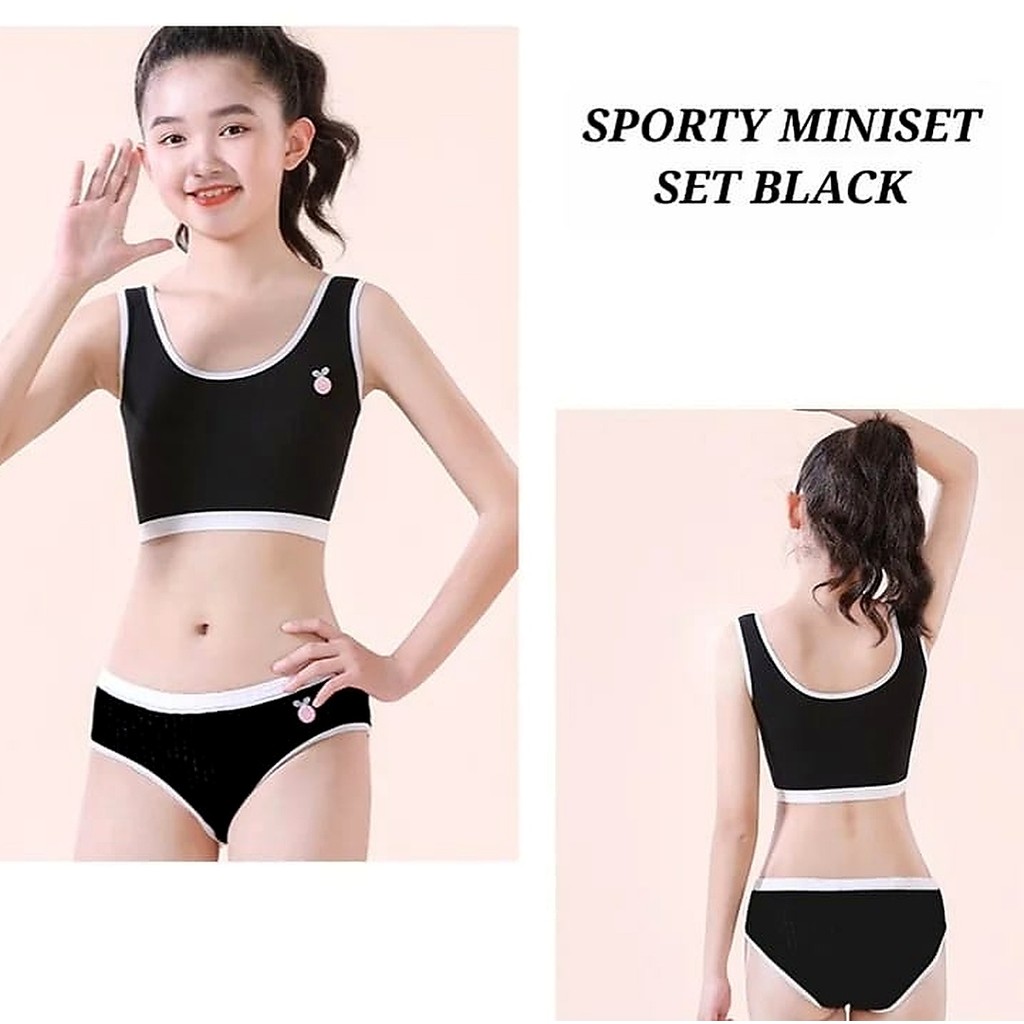 SPORTY BRA MINISET SET SPORT BRA PANTIE ANAK REMAJA CEWEK SD SMP KOREA IMPORT