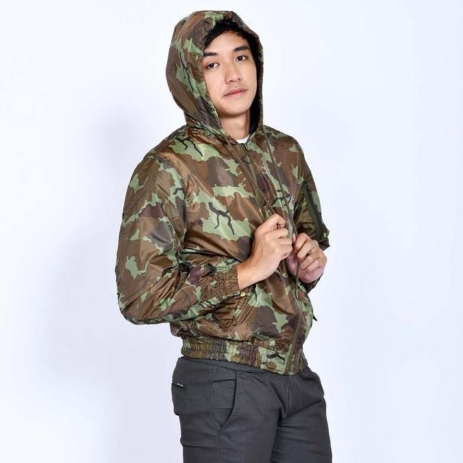 Emoline Bomber Jacket Army - Jaket Bomber Loreng Army Coklat Muda