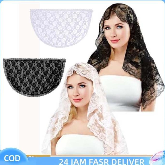COD Mantila Kerudung Katolik Jilbab Kurung Kain Kepala Pengantin Mantilla Mantila Katolik Kerudung