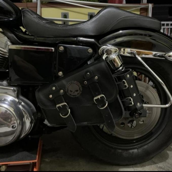 swingarm bag harley sportster tas motor harley kulit asli waterfroop