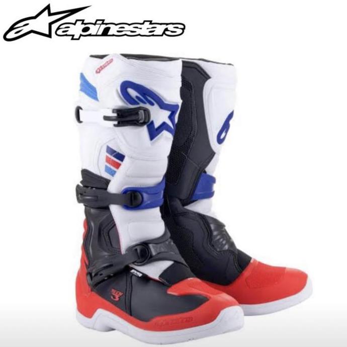 ALPINESTARS TECH 3 WHITE RED BLUE NEW SEPATU ALPINESTARS TECH 3 2024