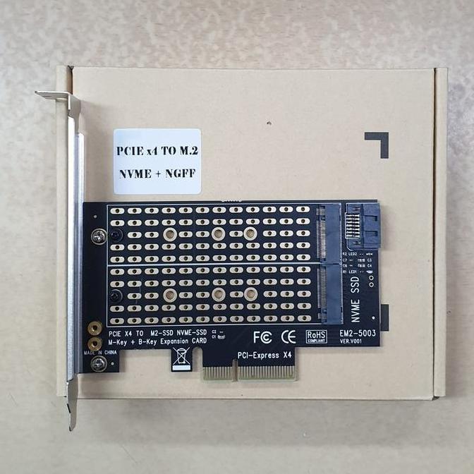 PCI Express to 2 Slot M2 SSD (NGFF NVME) Free Bracket Low Profile