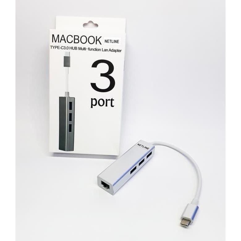 USB C to USB HUB 3 PORT LAN NETLINE