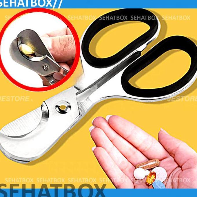 * GUNTING OBAT (STRONG) STAINLESS PILL CUTTER SCISSOR VITAMIN ALAT POTONG OBAT GUNTING OBAT  PIL KAP