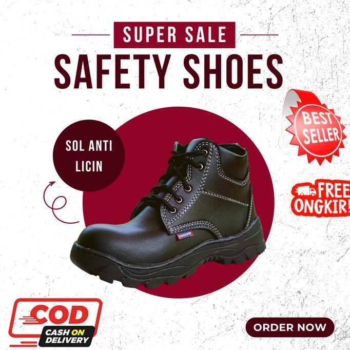 sepatu safety King Edmundo Ujung Besi sol karet tidak licin model sporty harga terjangkau Shoes Pria