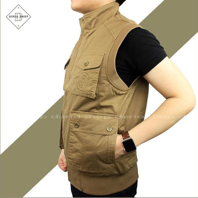 Cool- Rompi Pria Tactical Outdoor Bolak Balik Import Bahan Kanvas Jaket Motor Anti Angin Desa Anak V