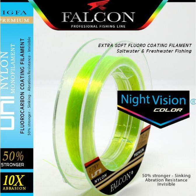 Senar Pancing Falcon UNI 275 yards Yellow Fluo Night Vision