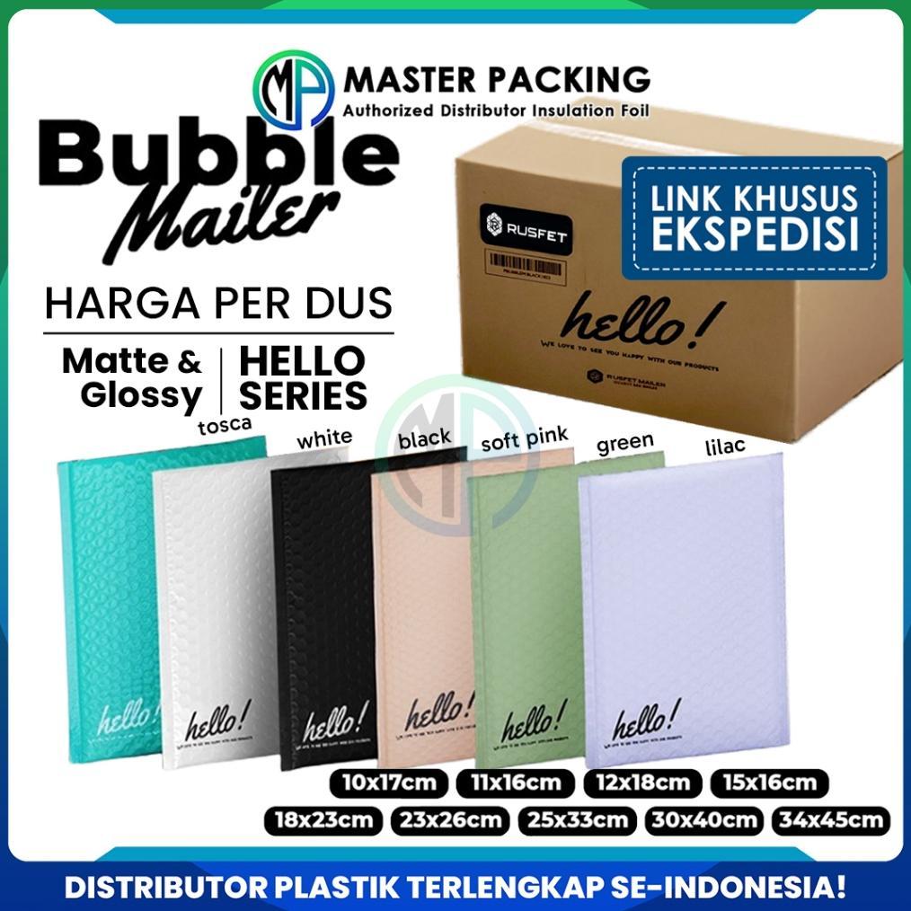 Amplop Bubble Mailer HARGA PER-DUS Rusfet Hello Series / Security Bag Mailer Solid Color [EKSPEDISI]