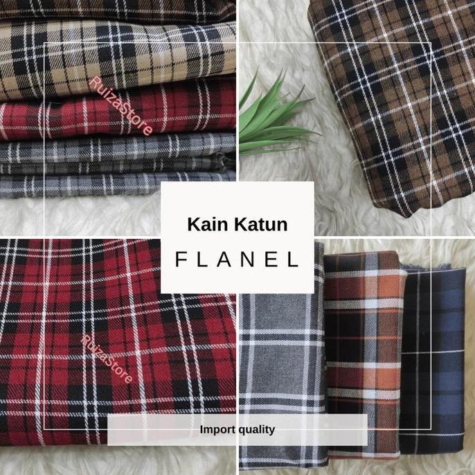 50cm Kain Katun Flanel Premium - Kain Kotak Kotak Tebal HalusCocok Untuk Kemeja Hoodie Celana dll Le