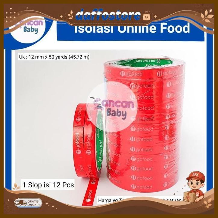 Isolasi Printing Gofood 12Mm X 50Yard Lakban Selotip Makanan Online Food Terbaru