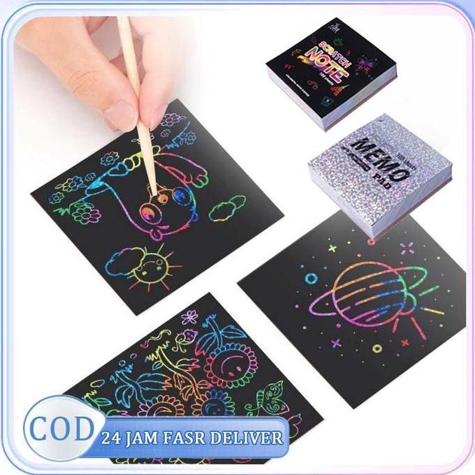 ADX Grafiti Scratch Book Buku Gambar Gores Tulis Gores Ajaib Grafiti Paper Warni Tulis Gores Gambar 