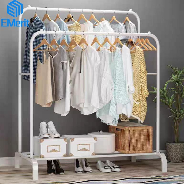 Double Stand Hanger Gantungan Baju Berdiri Stand Hanger Butik Bazar Display Rak Gantungan Baju Aesth