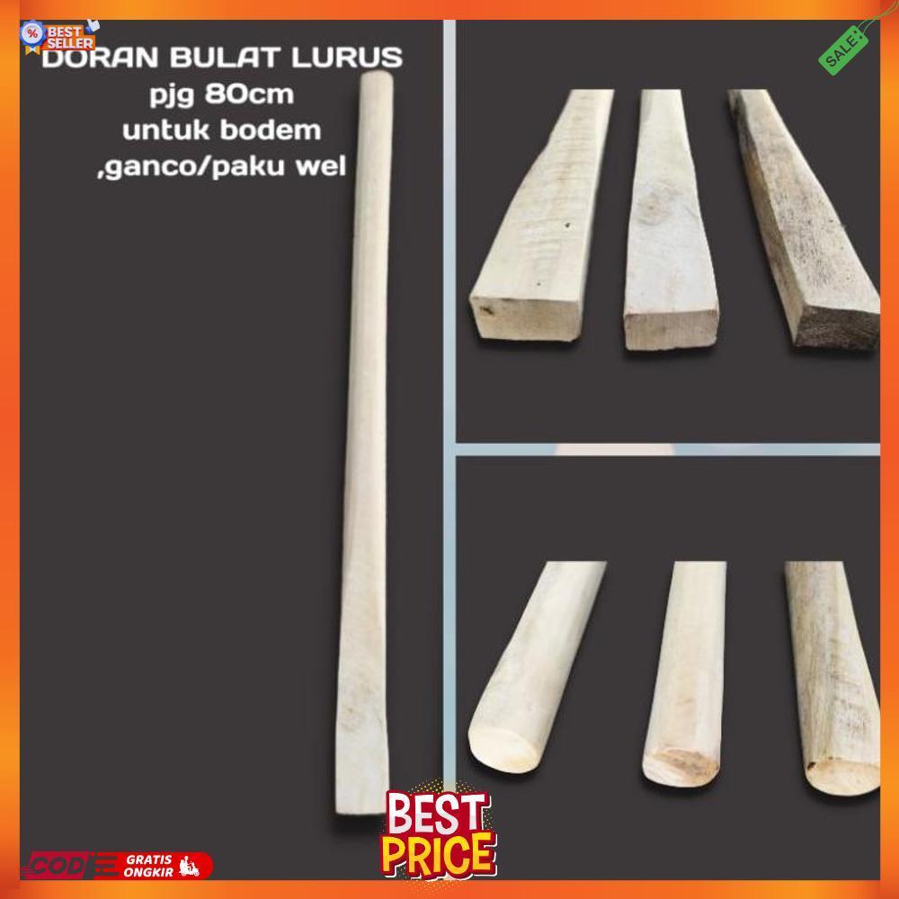 Doran/gagang kayu bulat lurus bodem,palu,ganco pjg80cm CD TOMO