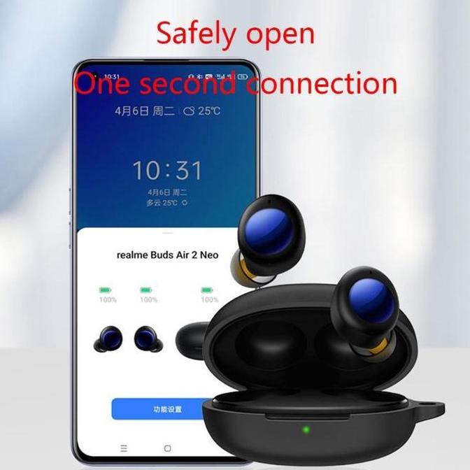 Soft Case Silikon Kompatibel Untuk TWS Oppo Realme Buds Air 2 Neo / Buds Q2 / Buds Q2s + carabiner