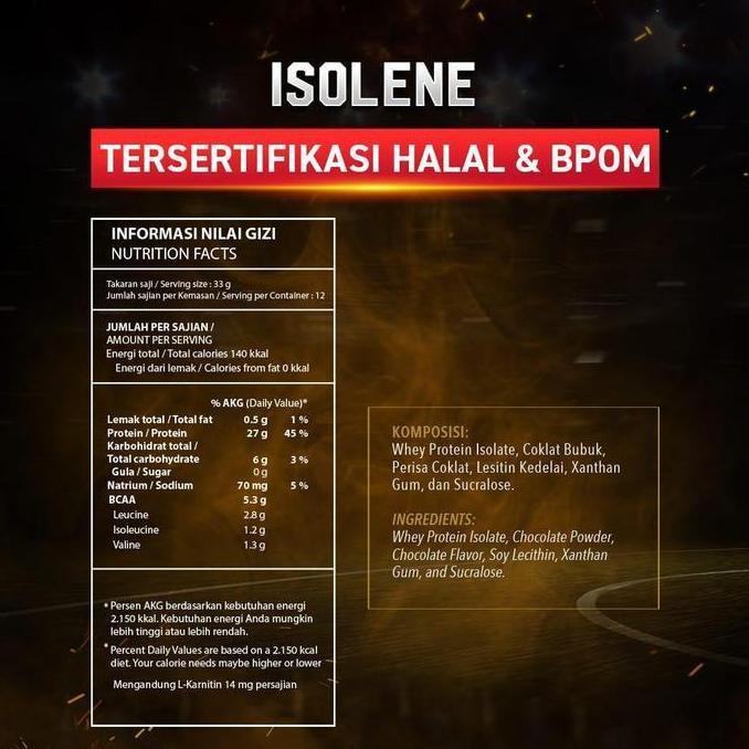 Evolene Isolene Whey 12 serving BPOM Protein Isolate Halal